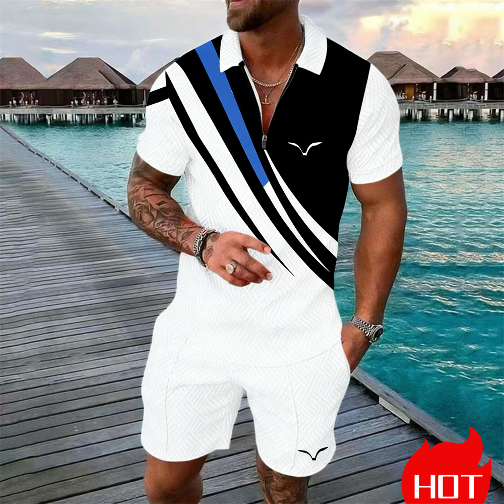 Summer Clothing Y2K - طقم صيفي مخطط بتصميم Y2K للرجال،