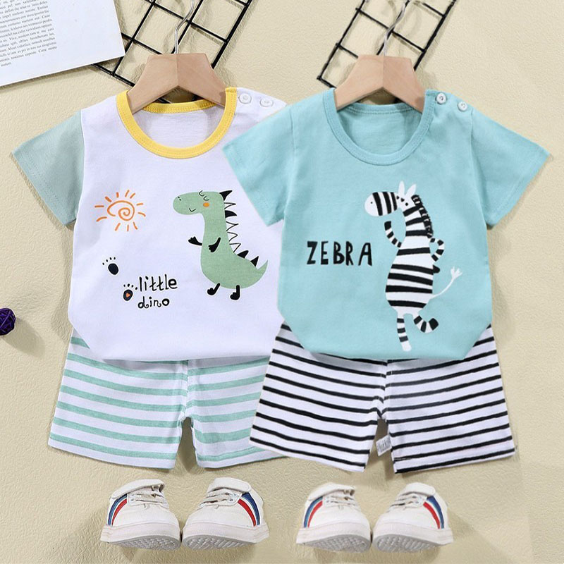 Summer Clothing For Baby Boy - القطن تيز + السراويل 2 قطعة