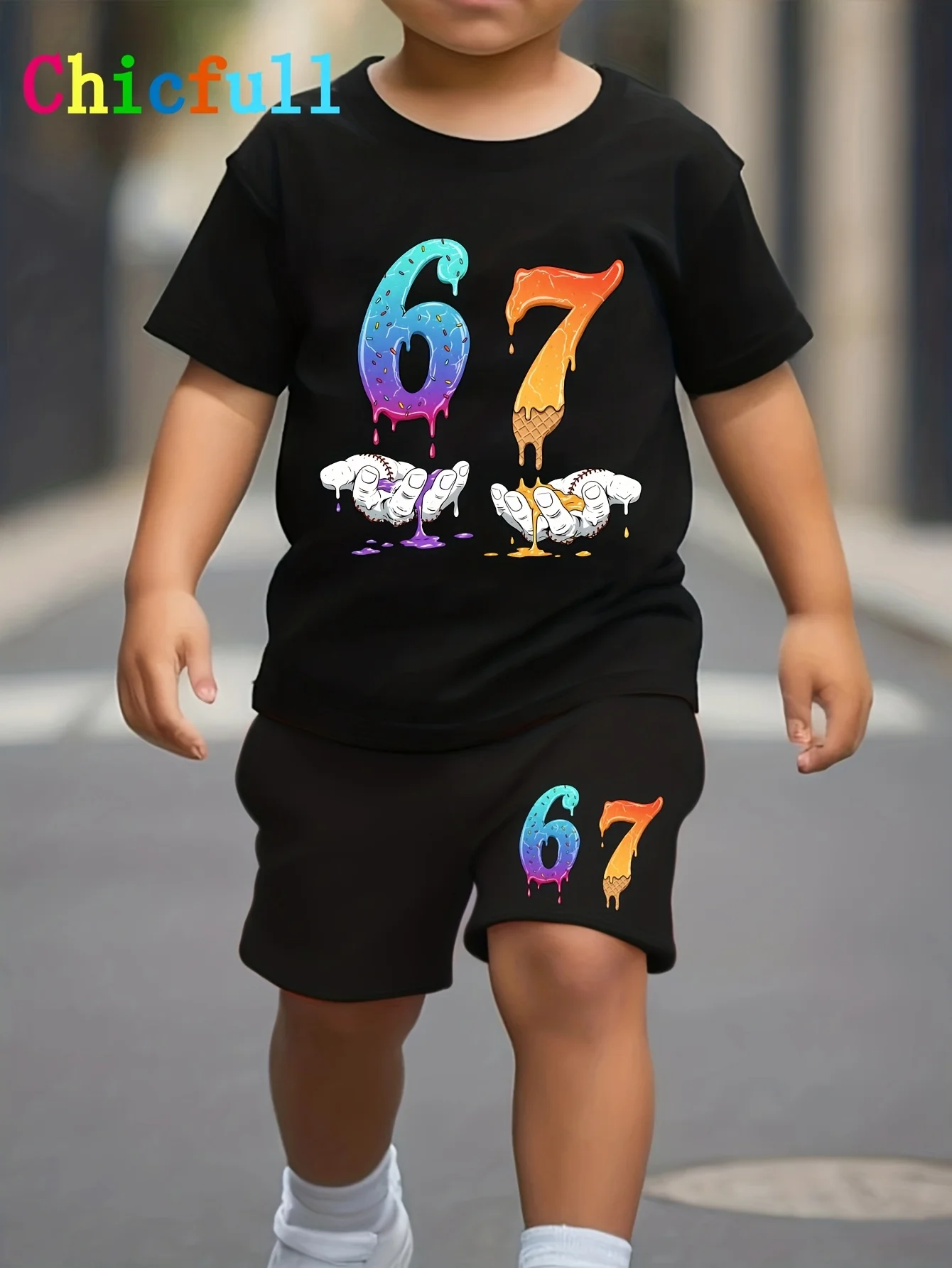 Summer Clothing Boys - طقم ملابس أطفال مكون من قطعتين:
