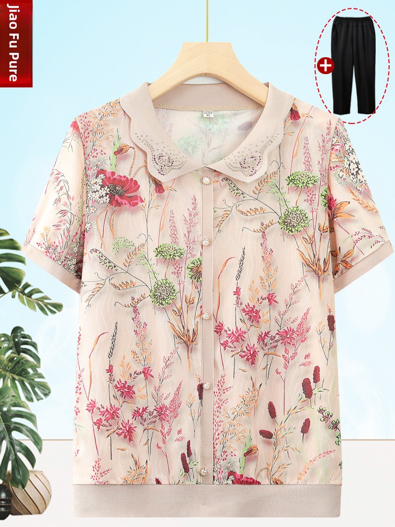 Summer Clothing For Women Over 60 - طقم تي شيرت فضفاض بأكمام قصيرة
