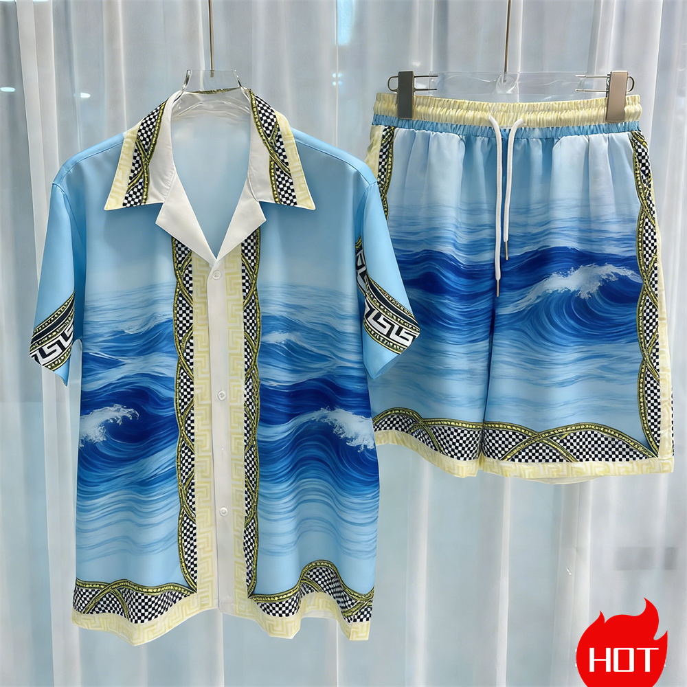 Summer Clothing Y2K - طقم قمصان صيفية للرجال بنقش نباتات