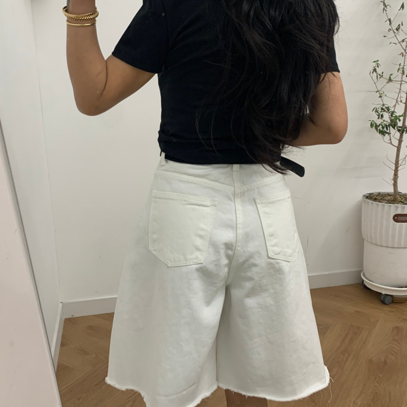 بنطلون جينز نسائي قصير مطوي وف - مراجعة Summer Clothing Y2K وسعره