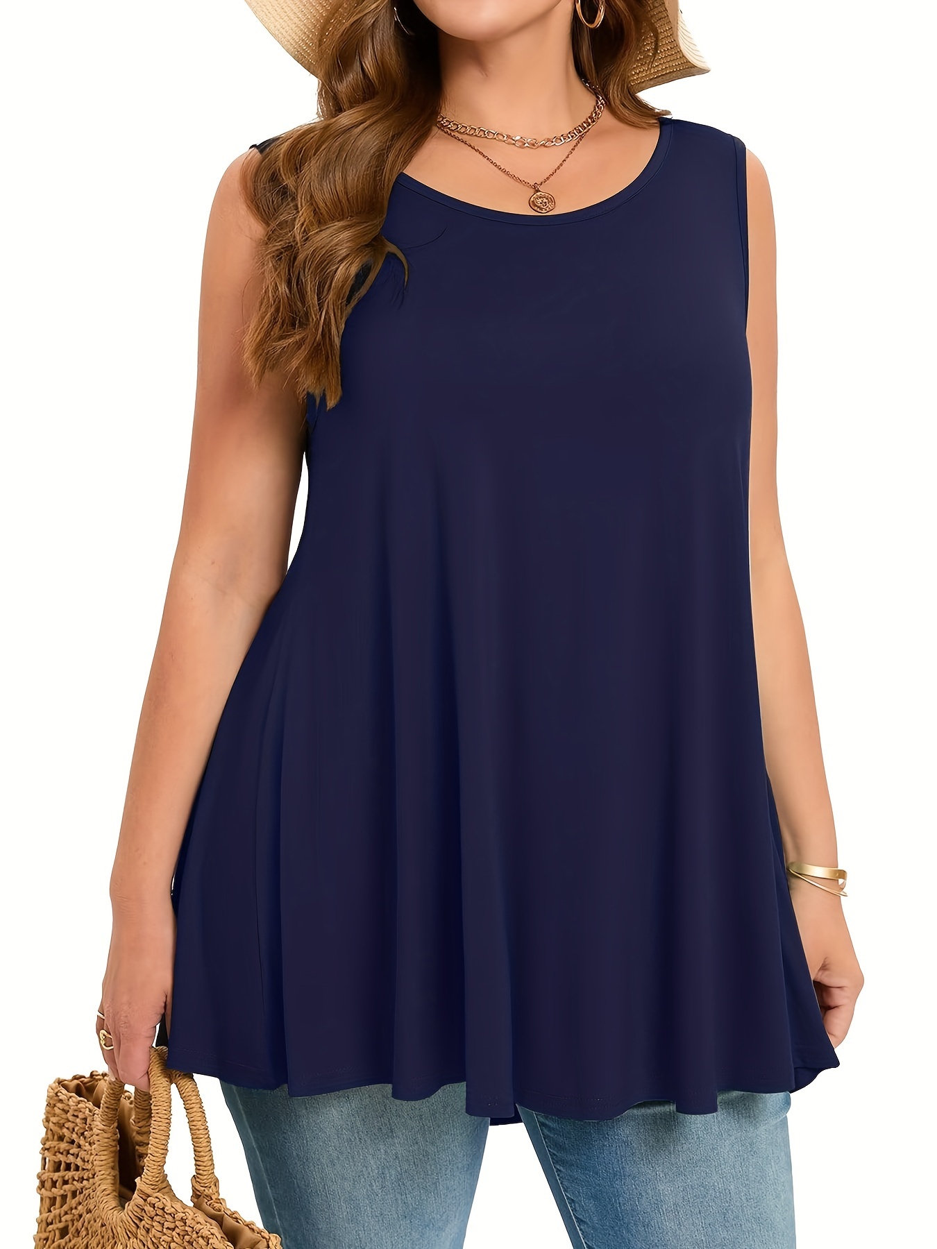 حجم كبير بسيط الصلبة تانك الأع - مراجعة Summer Clothing Styles For Women وسعره