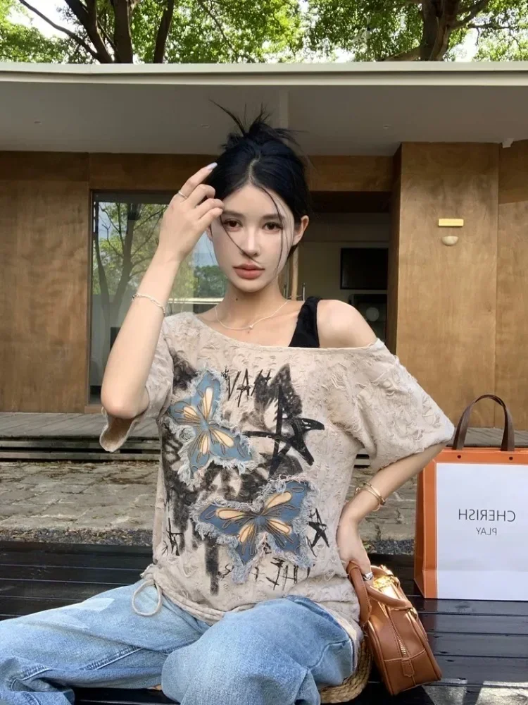 هوتشو خمر الجرافيك تي شيرت الم - مراجعة Summer Grunge Clothing وسعره