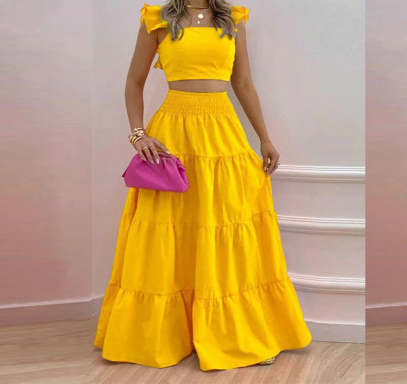 طقم تنورة Y2K من قطعتين، ملابس - مراجعة Summer Clothing Y2K وسعره