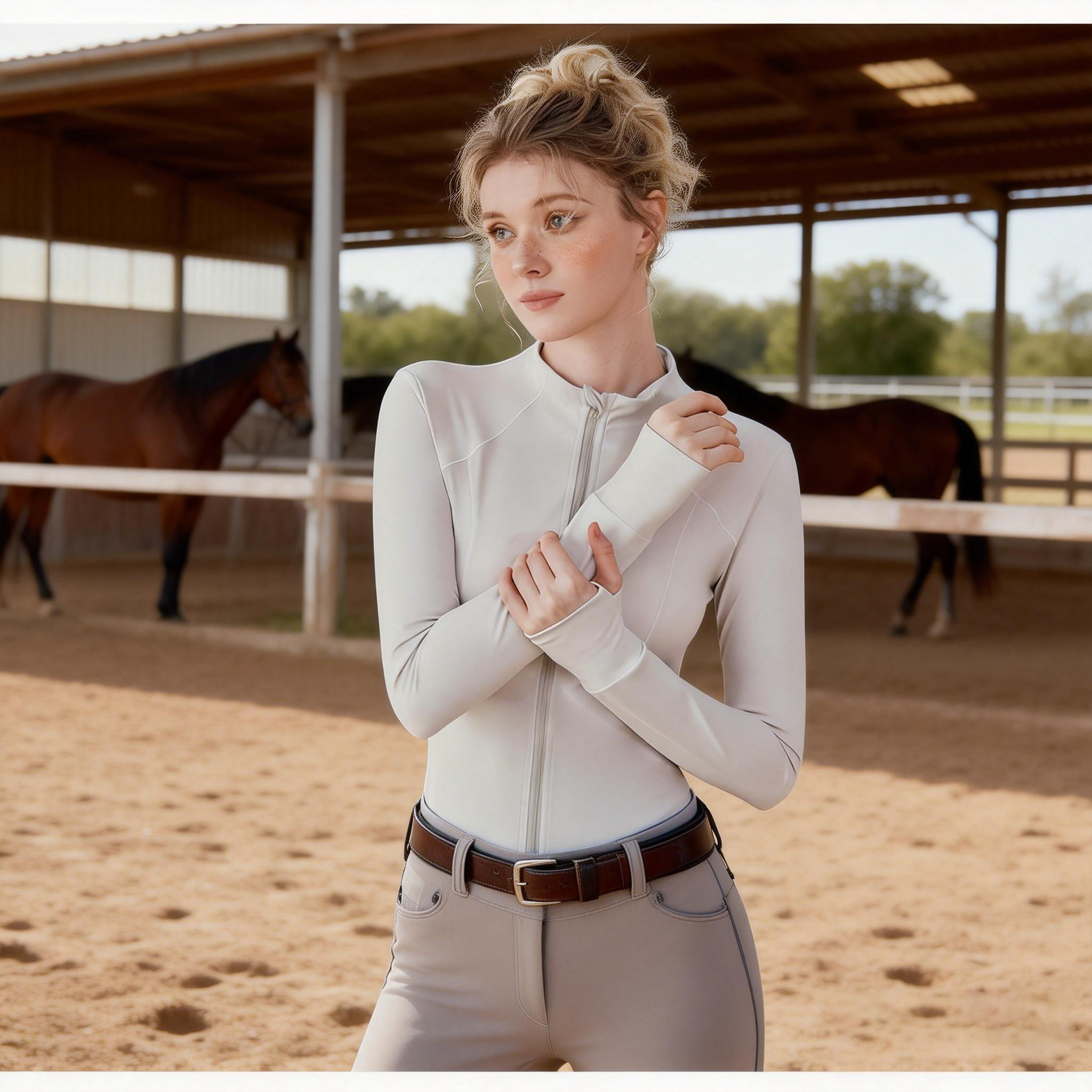بلوزة ركوب الخيل النسائية ذات  - مراجعة Summer Equestrian Clothing وسعره