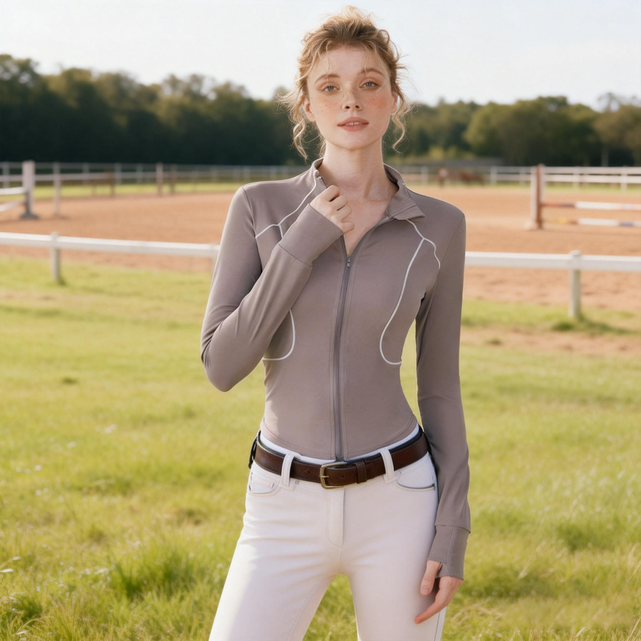 بلوزة ركوب الخيل النسائية ذات  - مراجعة Summer Equestrian Clothing وسعره