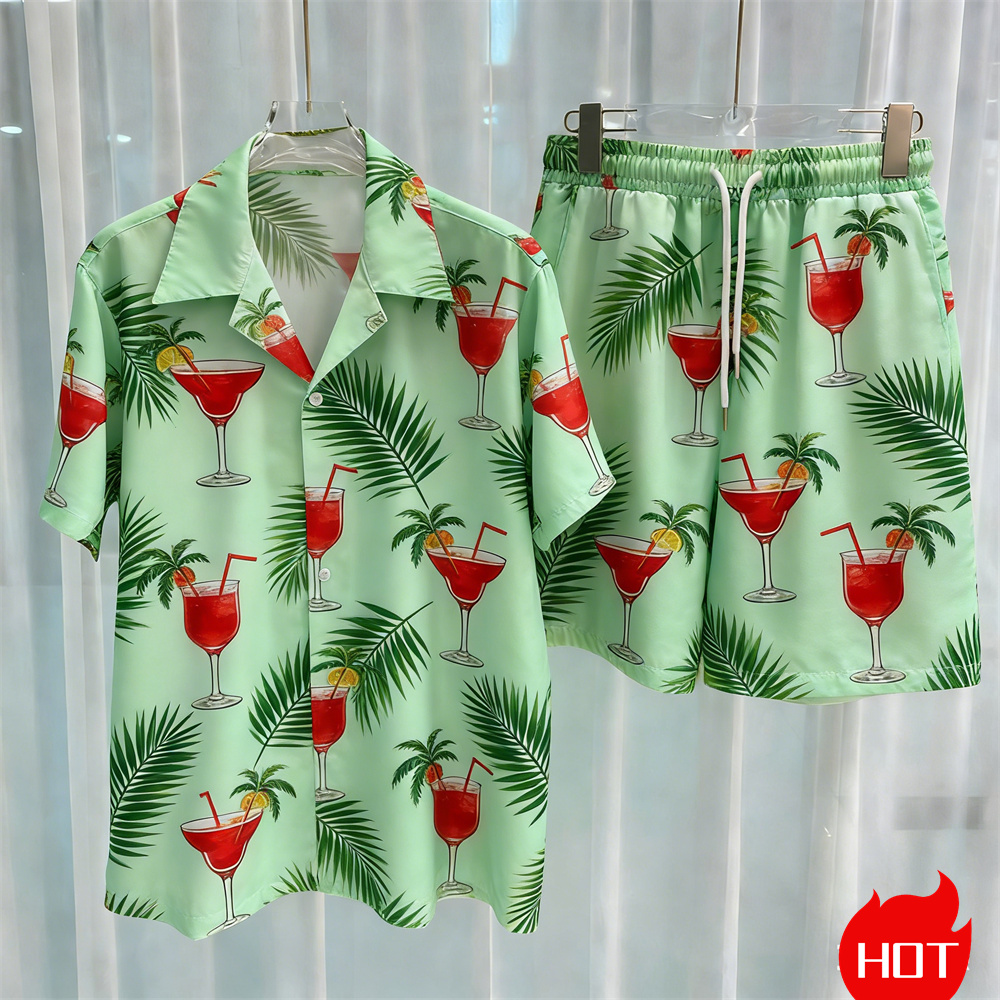 طقم قمصان صيفية للرجال بنقش نب - مراجعة Summer Clothing Y2K وسعره