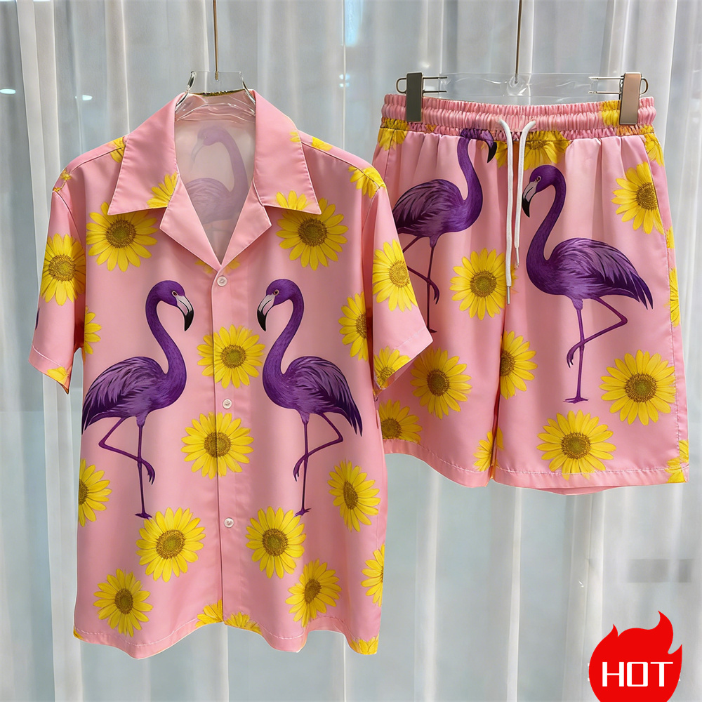 طقم قمصان صيفية للرجال بنقش نب - مراجعة Summer Clothing Y2K وسعره