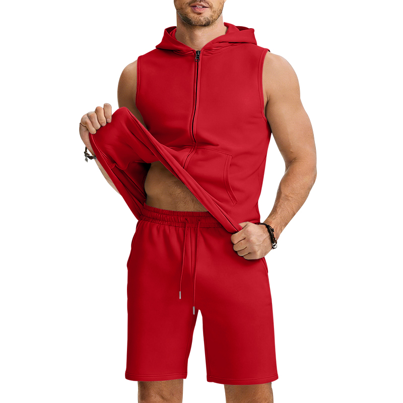 طقم رجالي من قطعتين: هودي بدون - مراجعة Summer Gym Clothing وسعره