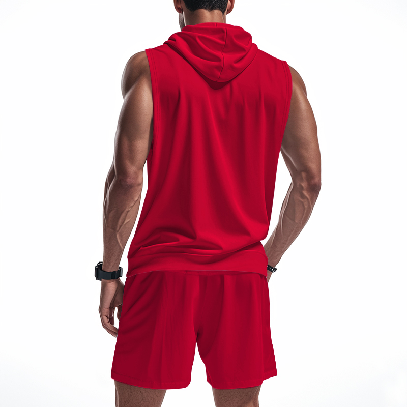 طقم رجالي من قطعتين: هودي بدون - مراجعة Summer Gym Clothing وسعره