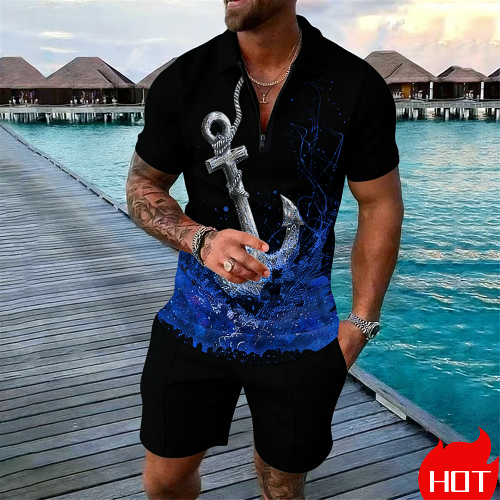 طقم قميص بولو صيفي للرجال بطبع - مراجعة Summer Clothing Vacation وسعره