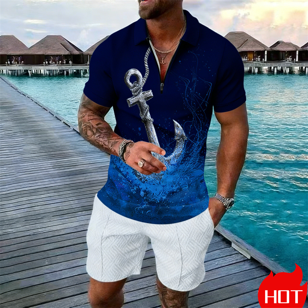 طقم قميص بولو صيفي للرجال بطبع - مراجعة Summer Clothing Vacation وسعره