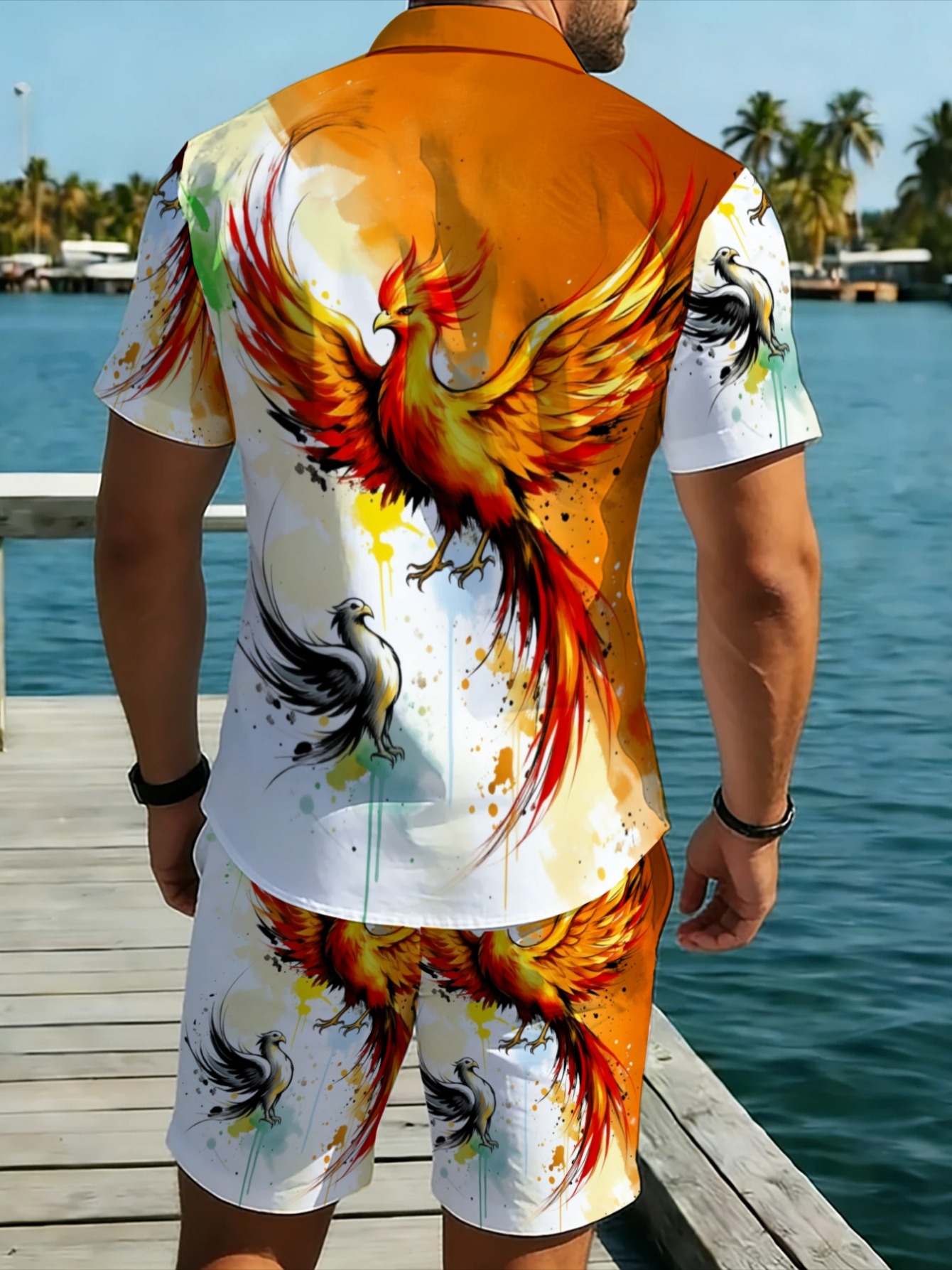 طقم رجالي بنمط طائر الفينيق ال - مراجعة Summer Clothing Vacation وسعره